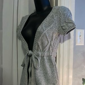 Gray small Aeropostale Y2K Preppy Knit Tie Front Sweater short sleeve